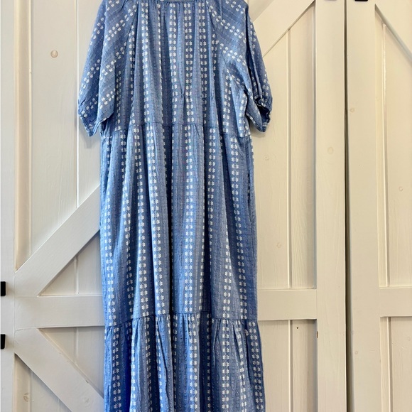 Citrus Called to Surf Isa Jacquard Blue White Maxi Dress Coastal Vacation XXXL - Picture 4 of 11